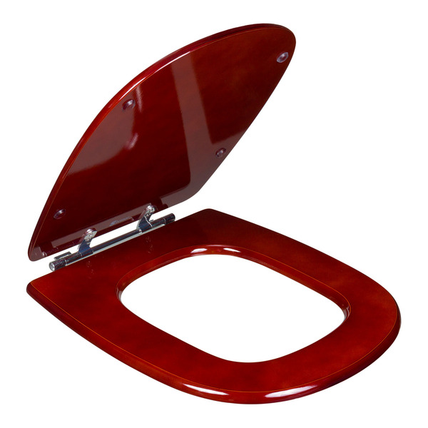 Assento Sanitário Formatos Sabatini com Fechamento Comum Quadrado MDF Mogno Sicmol