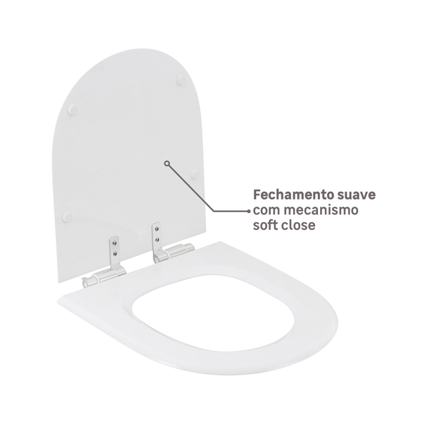 Assento Sanitário Formatos Riviera e Smart com Soft Close Quadrado Poliéster Branco Sensea - Image 5