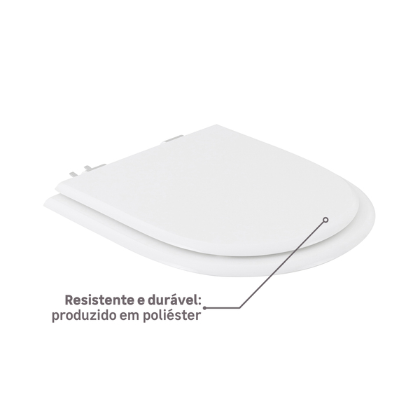 Assento Sanitário Formatos Riviera e Smart com Soft Close Quadrado Poliéster Branco Sensea - Image 4