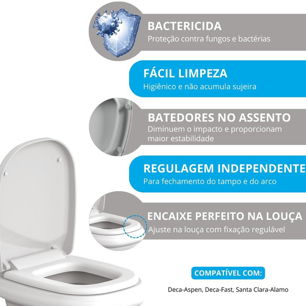 Assento Sanitário Aspen Polipropileno Fechamento Suave Gelo Astra - Image 3