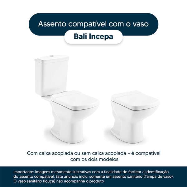 Assento Sanitário Bali Branco Para Vaso Incepa - Image 4