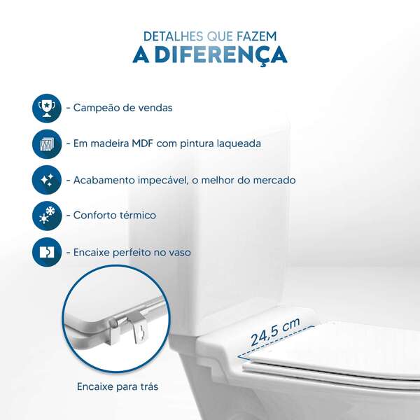 Assento Sanitário Calypso Branco Para Vaso Incepa Laufen - Image 5
