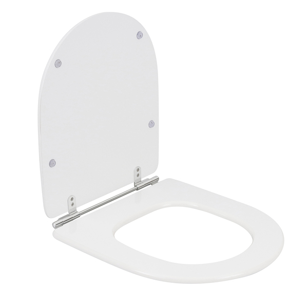 Assento Sanitário Formatos Calypso com Fechamento Comum Quadrado MDF Branco Sensea