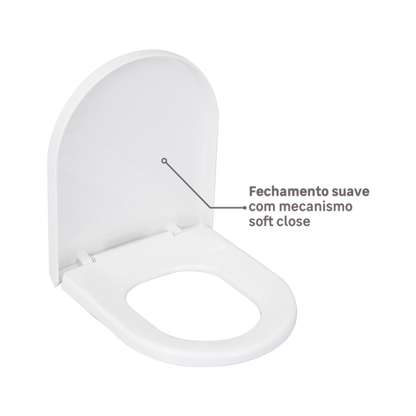 Assento Sanitário Carrara|Duna Polipropileno Fechamento Suave Branco Sensea - Image 4
