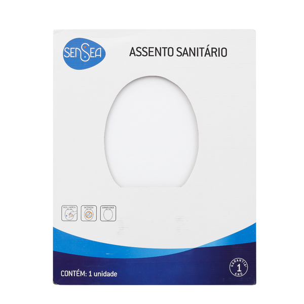 Assento Sanitário Formatos Carrara com Fechamento Comum Quadrado Poliéster Branco Sensea - Image 5