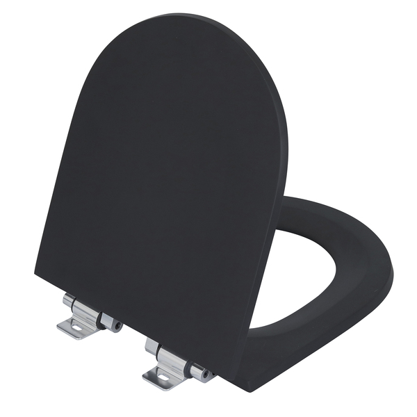 Assento Sanitário Formatos Carrara com Soft Close Quadrado Poliéster Preto Fosco Policlass - Image 6