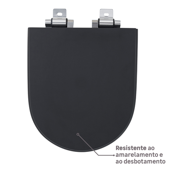 Assento Sanitário Formatos Carrara com Soft Close Quadrado Poliéster Preto Fosco Policlass - Image 2
