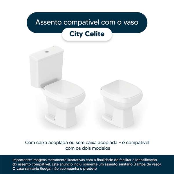 Assento Sanitário City Branco Para Vaso Celite - Image 4