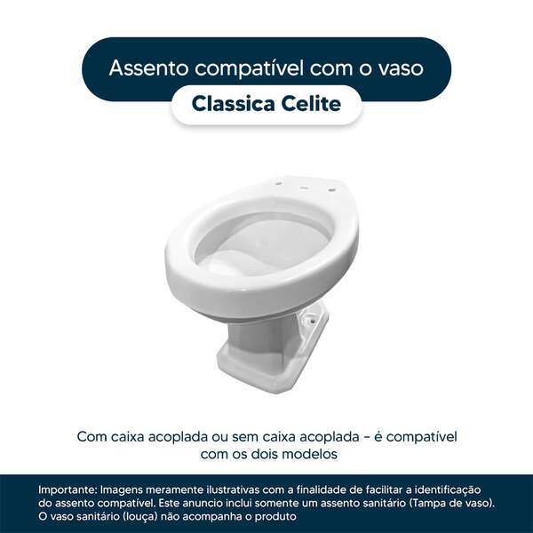 Assento Sanitário Classica Branco Para Vaso Celite - Image 5