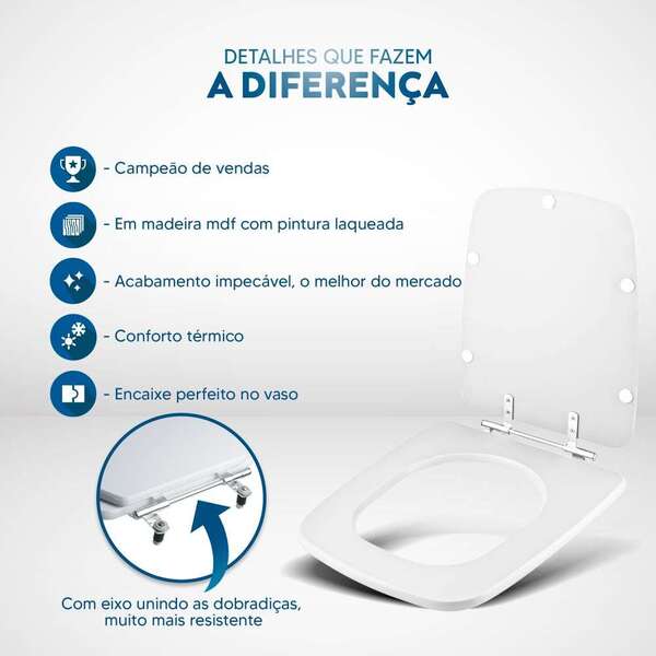 Assento Sanitário Clean Branco Para Louça Deca - Image 3