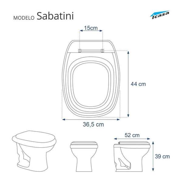 Assento Sanitário Com Amortecedor Sabatini Branco Para Vaso Icasa 6lpf - Image 3