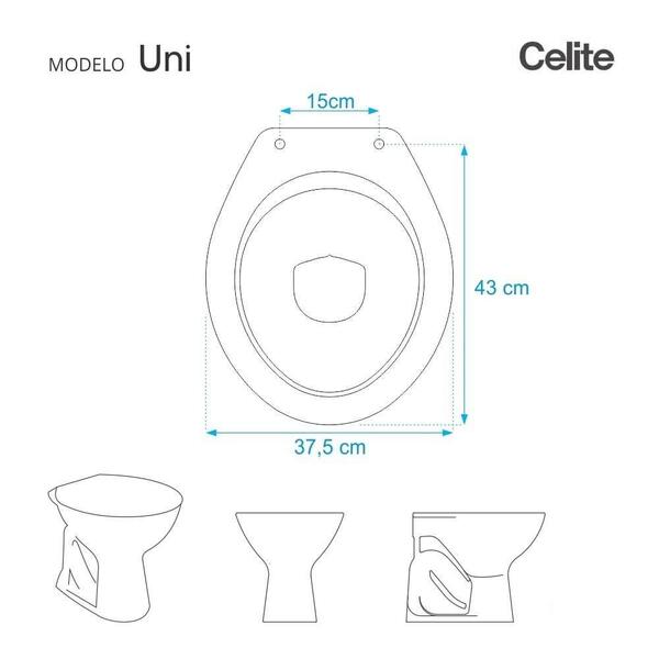Assento Sanitário Com Amortecedor Uni Branco Para Vaso Celite - Image 2