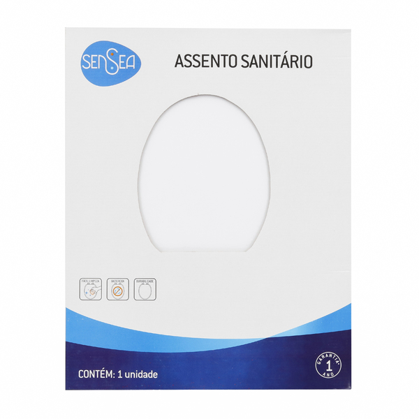 Assento Sanitário Convencional com Fechamento Comum Oval Poliéster Branco Sensea - Image 6