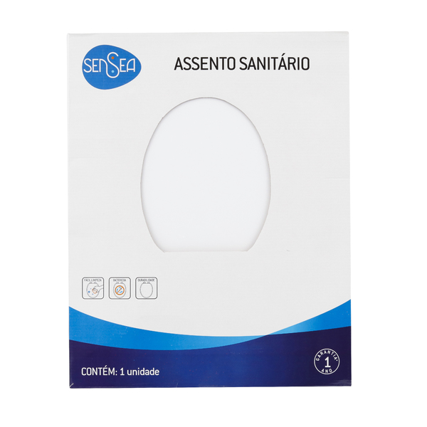 Assento Sanitário Convencional com Fechamento Comum Oval Poliéster Branco Sensea - Image 5