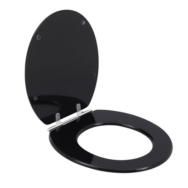 Assento Sanitário Convencional com Fechamento Comum Oval MDF Preto Sensea