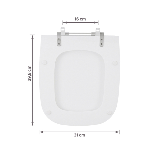 Assento Sanitário Formatos Debba com Fechamento Comum Quadrado Poliéster Branco Sensea - Image 7