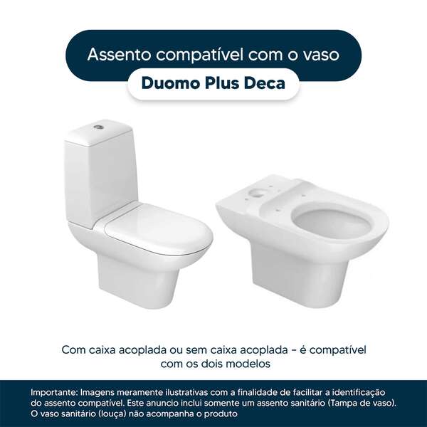 Assento Sanitário Duomo Plus Branco Para Vaso Deca - Image 4