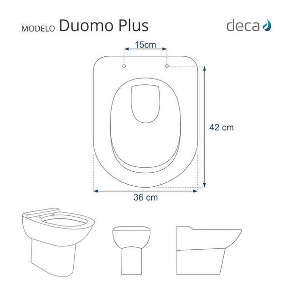 Assento Sanitário Duomo Plus Branco Para Vaso Deca - Image 3