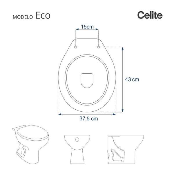Assento Sanitário Eco Branco Para Vaso Celite - Image 5