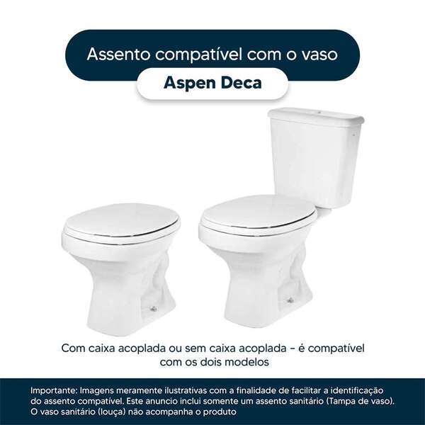 Assento Sanitario Fechamento Lento Aspen Branco Louça Deca - Image 3