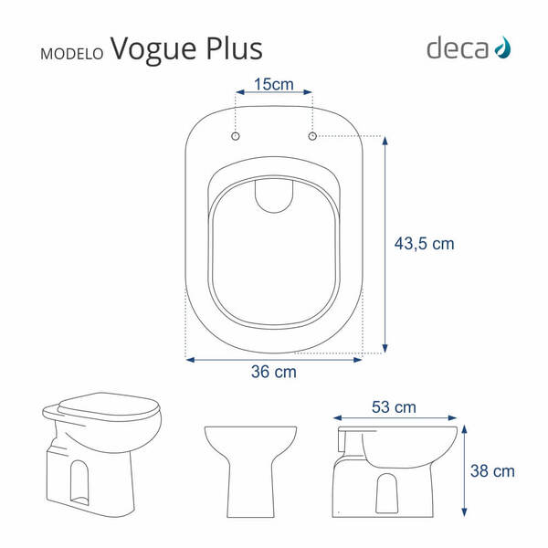 Assento Sanitário Fechamento Lento Vogue Plus Branco Para Vaso Deca - Image 5
