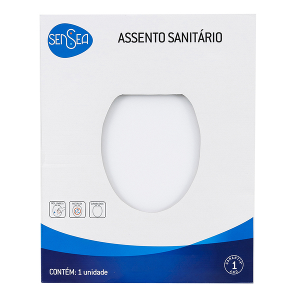 Assento Sanitário Formatos Gap com Fechamento Comum Quadrado Poliéster Branco Sensea - Image 8