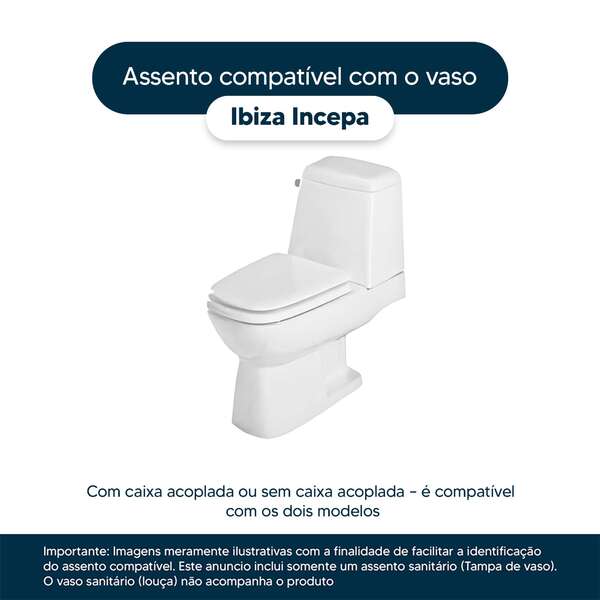 Assento Sanitário Ibiza Branco Para Vaso Incepa Cidamar - Image 4