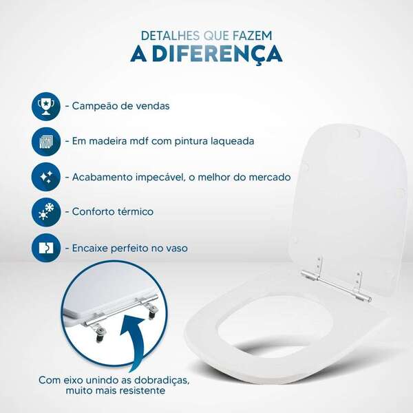Assento Sanitário Ibiza Branco Para Vaso Incepa Cidamar - Image 3