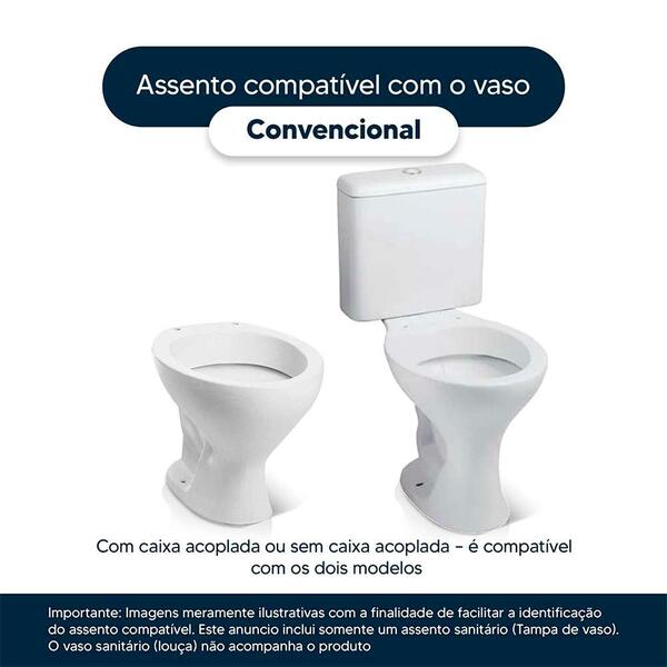Assento Sanitario Laqueado Convencional Oval Cinza Real Para Vaso Deca - Image 4