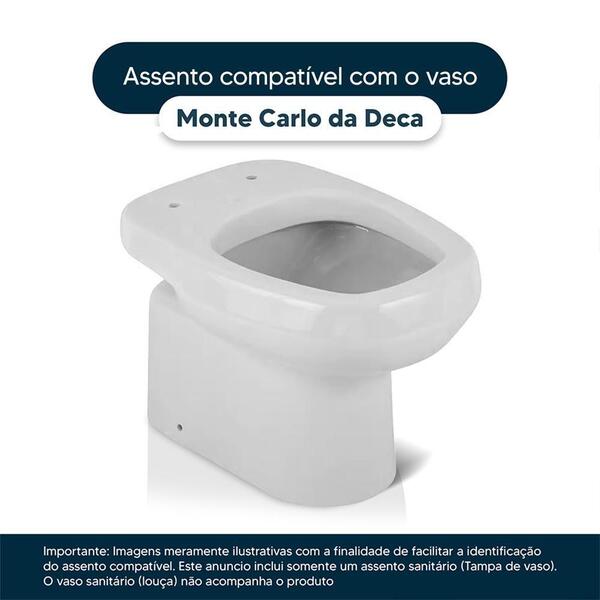 Assento Sanitário Laqueado Monte Carlo Branco Para Vaso Deca - Image 4