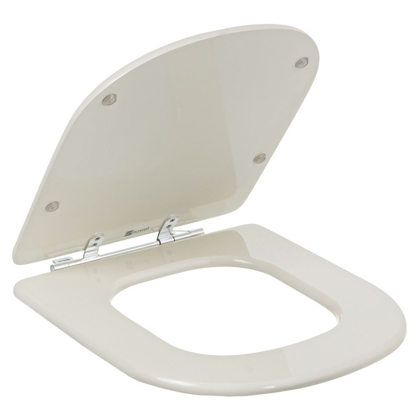 Assento Sanitário Formatos Vogue Plus e Etna com Fechamento Comum Quadrado MDF Creme Sicmol