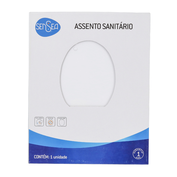 Assento Sanitário Formatos Monte Carlo com Fechamento Comum Quadrado Poliéster Branco Sensea - Image 6
