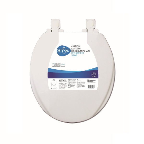 Assento Sanitário Oval Plástico Branco Fechamento Suave Sensea