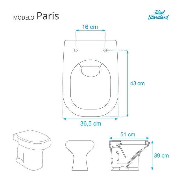 Assento Sanitario Paris Bone (bege Claro) Para Vaso Ideal Standard - Image 3