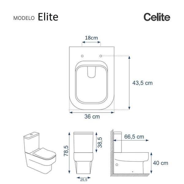 Assento Sanitário Poliéster Elite Branco Para Vaso Celite 1.6gpf 6lpf - Image 3