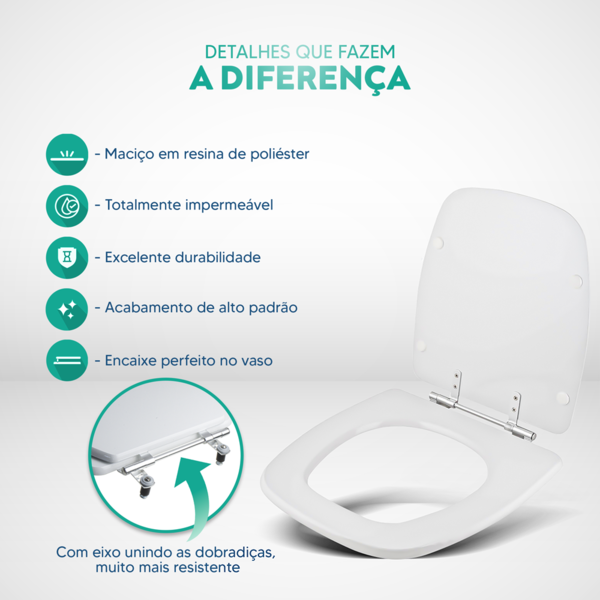 Assento Sanitário Poliester Flex Branco Para Vaso Deca - Image 3