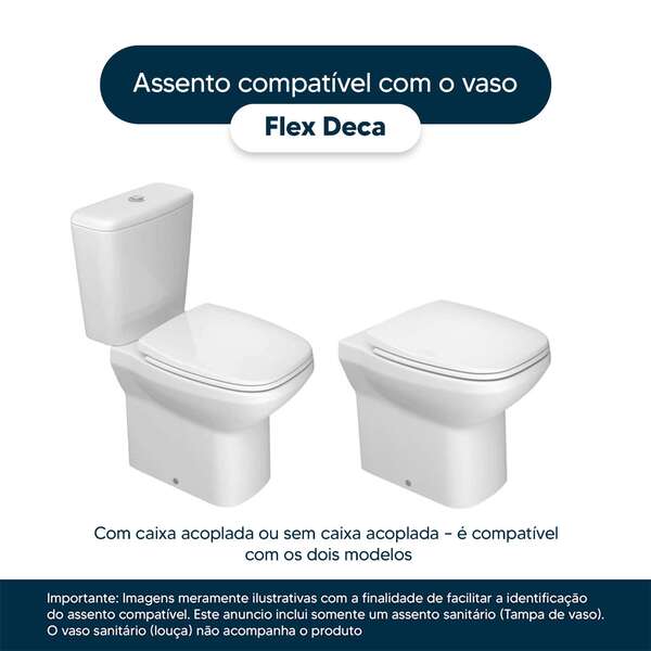 Assento Sanitário Poliester Flex Branco Para Vaso Deca - Image 4