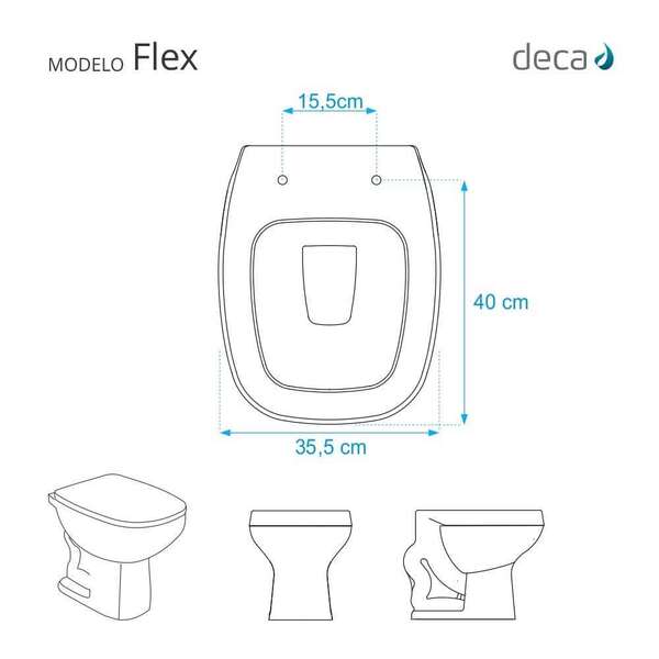 Assento Sanitário Poliester Flex Branco Para Vaso Deca - Image 5