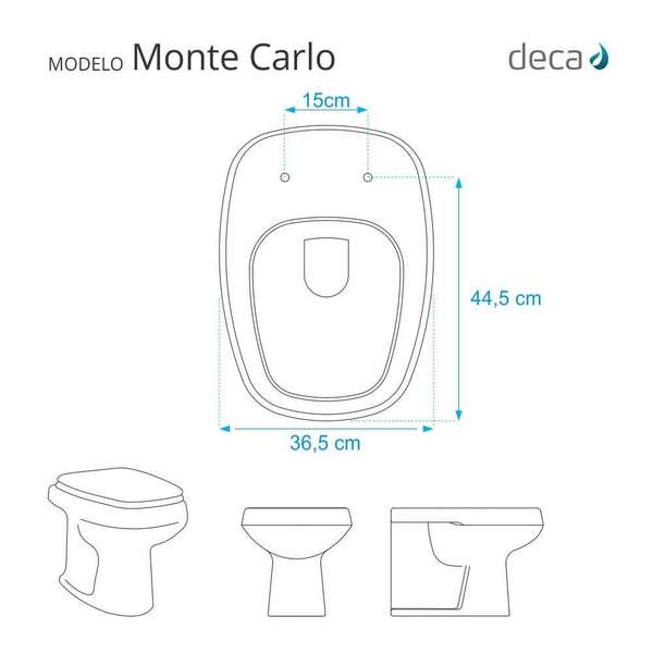 Assento Sanitário Poliéster Monte Carlo Branco Para Vaso Deca - Image 5