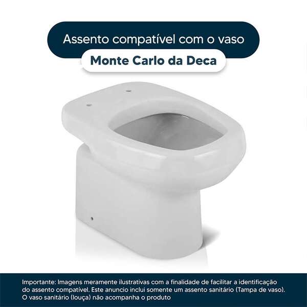 Assento Sanitário Poliéster Monte Carlo Branco Para Vaso Deca - Image 4