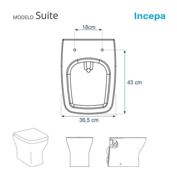 Assento Sanitário Poliéster Suite Branco Para Vaso Incepa 1.6gpf 6lpf - Image 5
