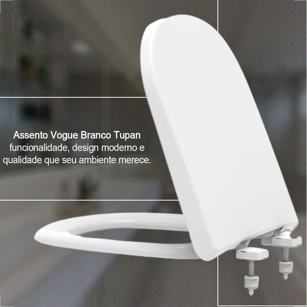 Assento Sanitário Quadrado Polipropileno Branco com Fechamento Comum Tupan - Image 10