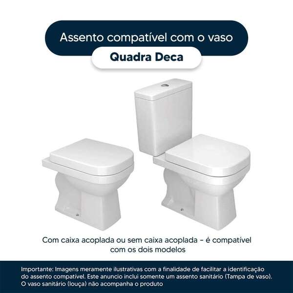 Assento Sanitário Quadra Branco Para Vaso Deca - Image 4