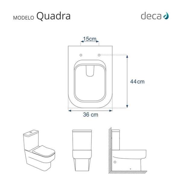 Assento Sanitário Quadra Branco Para Vaso Deca - Image 5