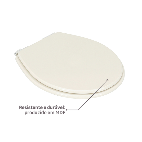 Assento Sanitário Formatos Ravena, Targa, Izy e Studio com Fechamento Comum Oval MDF Creme Sicmol - Image 3