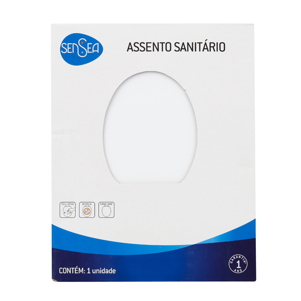 Assento Sanitário Formatos Riviera e Smart com Fechamento Comum Quadrado Poliéster Branco Sensea - Image 6
