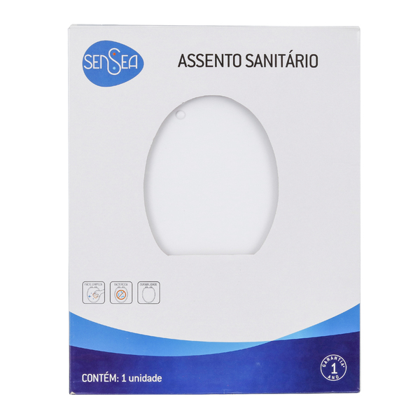 Assento Sanitário Formatos Sabatini com Fechamento Comum Quadrado Poliéster Branco Sensea - Image 5