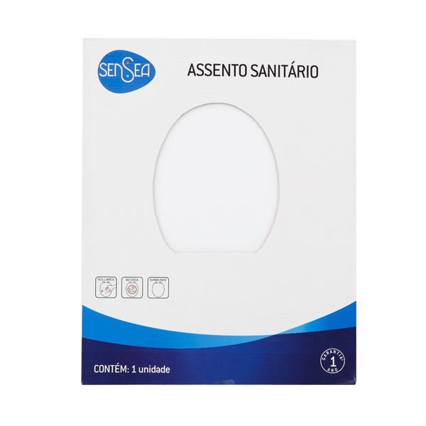 Assento Sanitário Formatos Village com Fechamento Comum Quadrado Poliéster Branco Sensea - Image 5