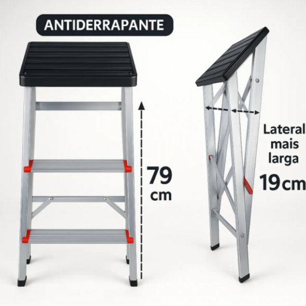 Banqueta Escada Alumínio 03 Degraus Comfort Alumasa 03 Degraus - Image 5
