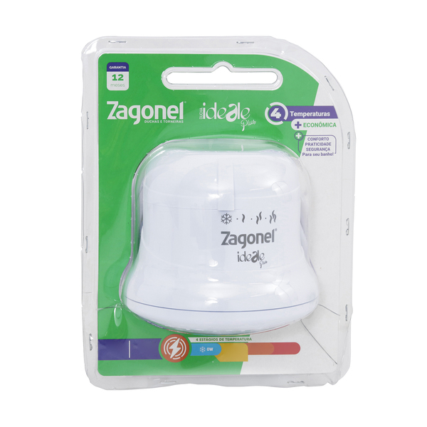 Chuveiro Elétrico Multitemperatura 127V (110V) 5500w Branco Redondo Ideale Plus sem Cano Zagonel - Image 6